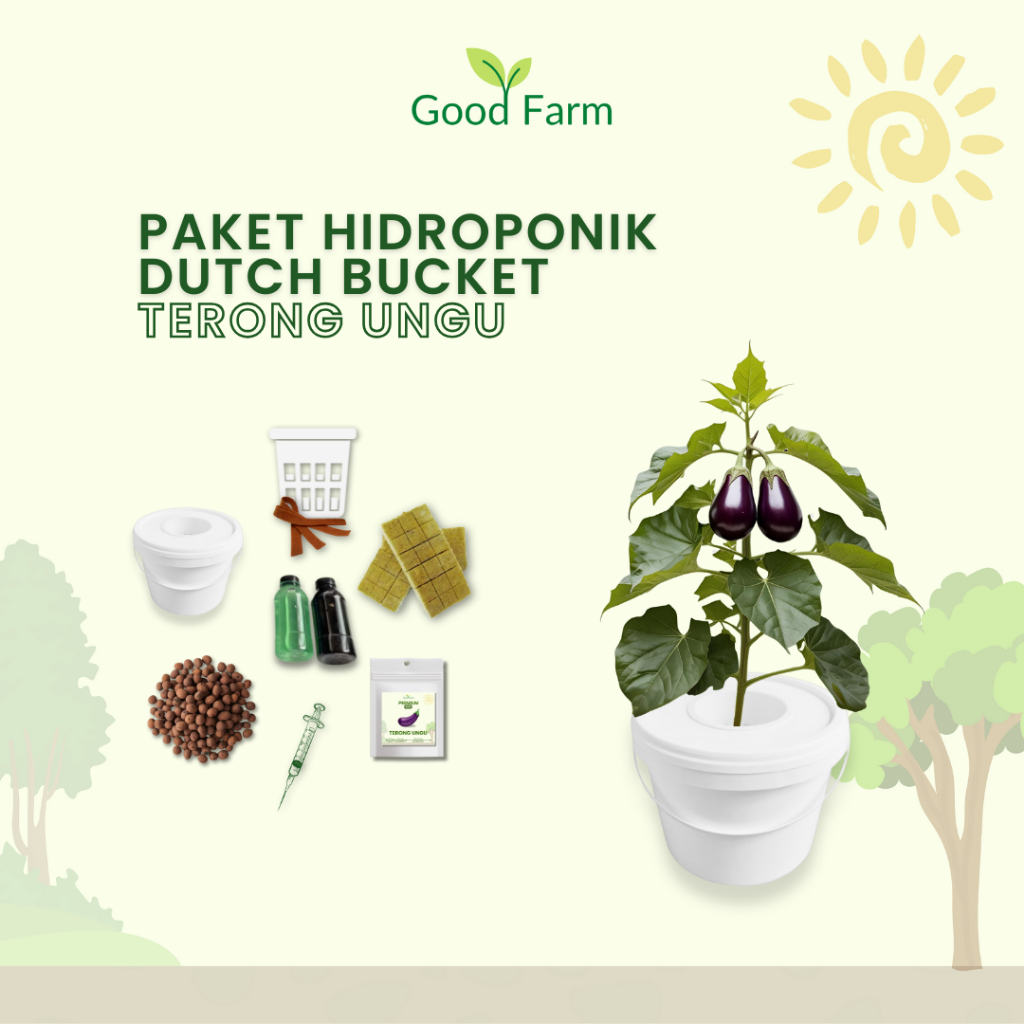Goodfarm - Paket Hidroponik Lengkap Dutch Bucket Terong Ungu