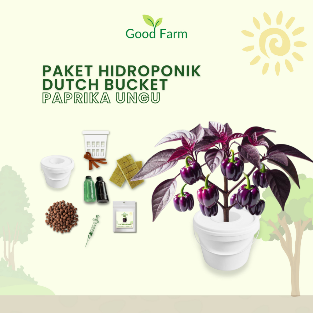 Goodfarm - Paket Hidroponik Lengkap Dutch Bucket Paprika Ungu