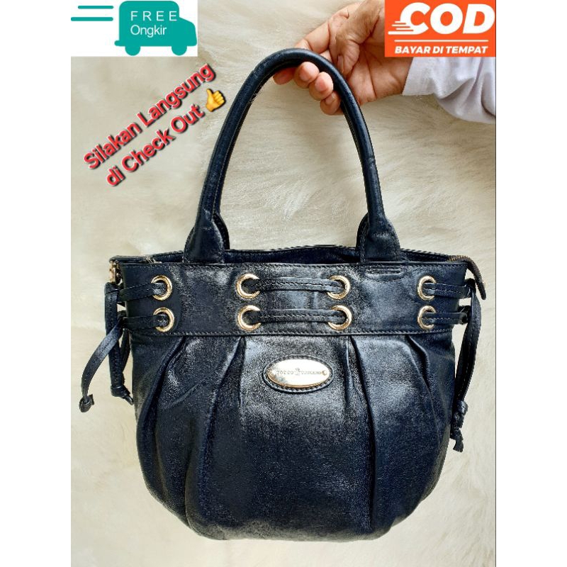 Jual Tocco Toscano Tas Wanita Totebag Handbag Kulit Asli Hitam | Shopee ...