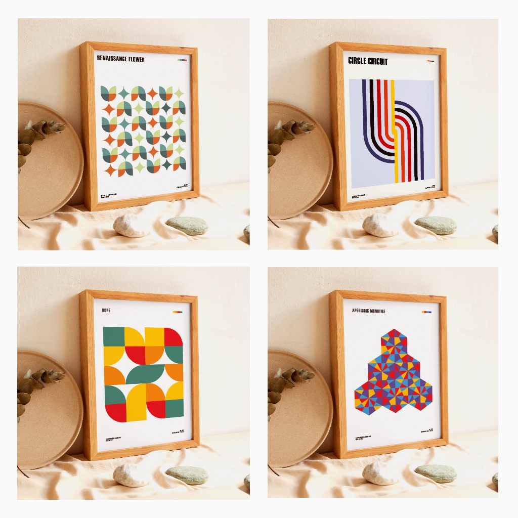 Jual Hiasan Dinding Aesthetic Ruang Tamu | Geometric Pattern | Frame ...