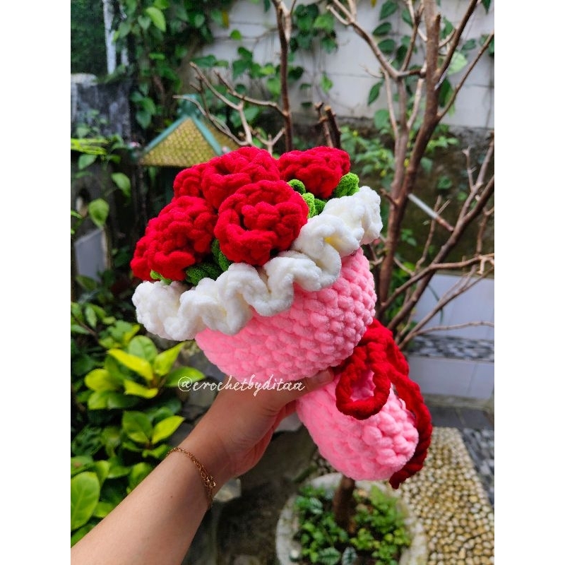 Jual Buket Bunga Rajut - Crochet Flower Bouqet | Shopee Indonesia