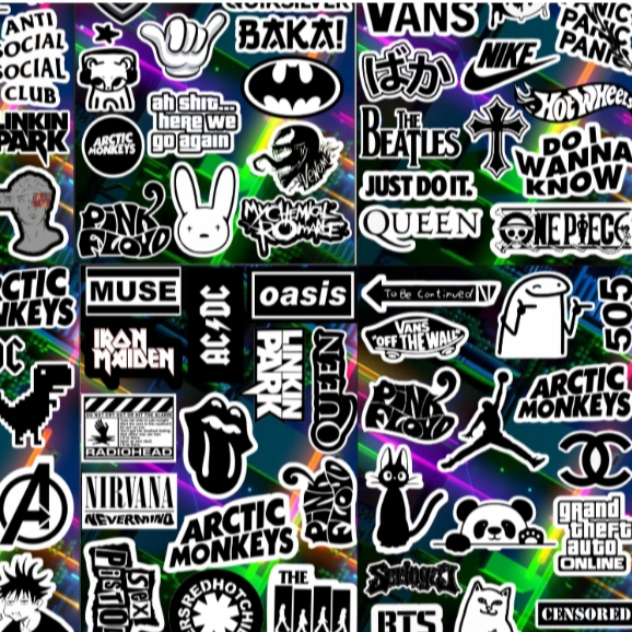 Jual stiker pack vinil hitam putih /black and white 16-80pc tahan air ...