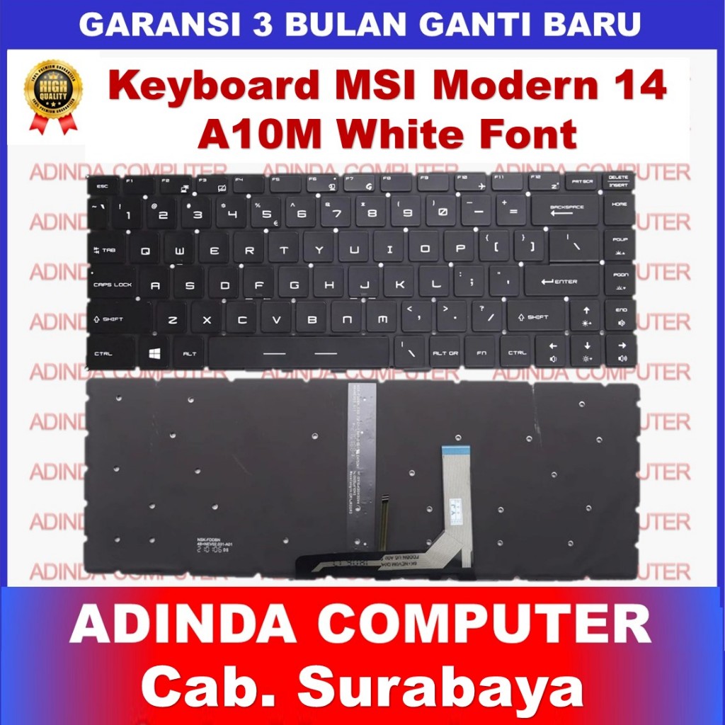 Jual Keyboard MSI Modern 14 A10M A10RAS A10SC A10rb MS-14B3 With WHITE ...
