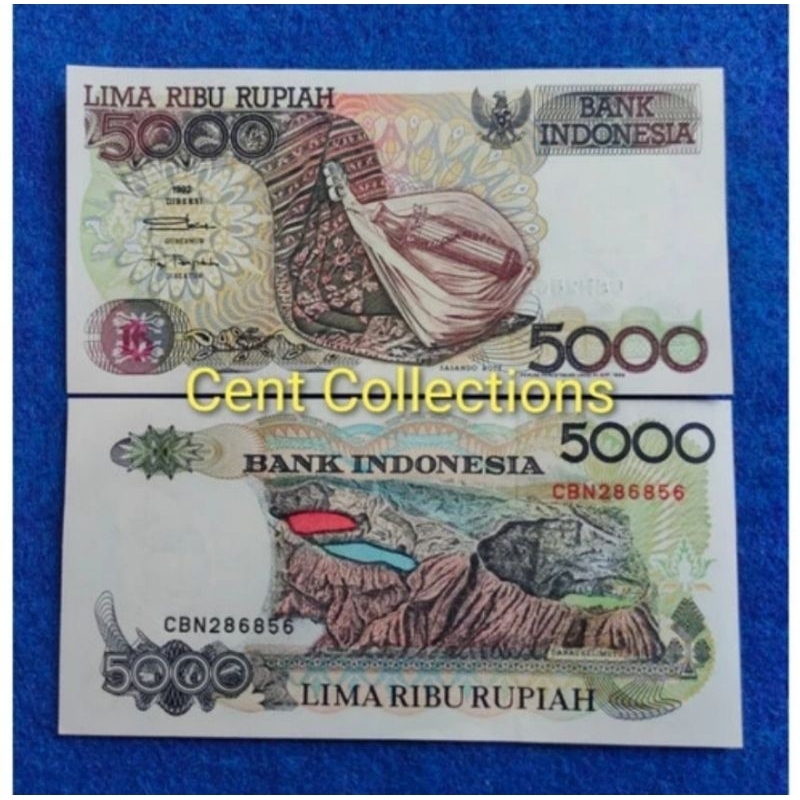 Jual uang kuno lama 5000 rupiah sasando. lima ribu Sasando tahun 1992 ...