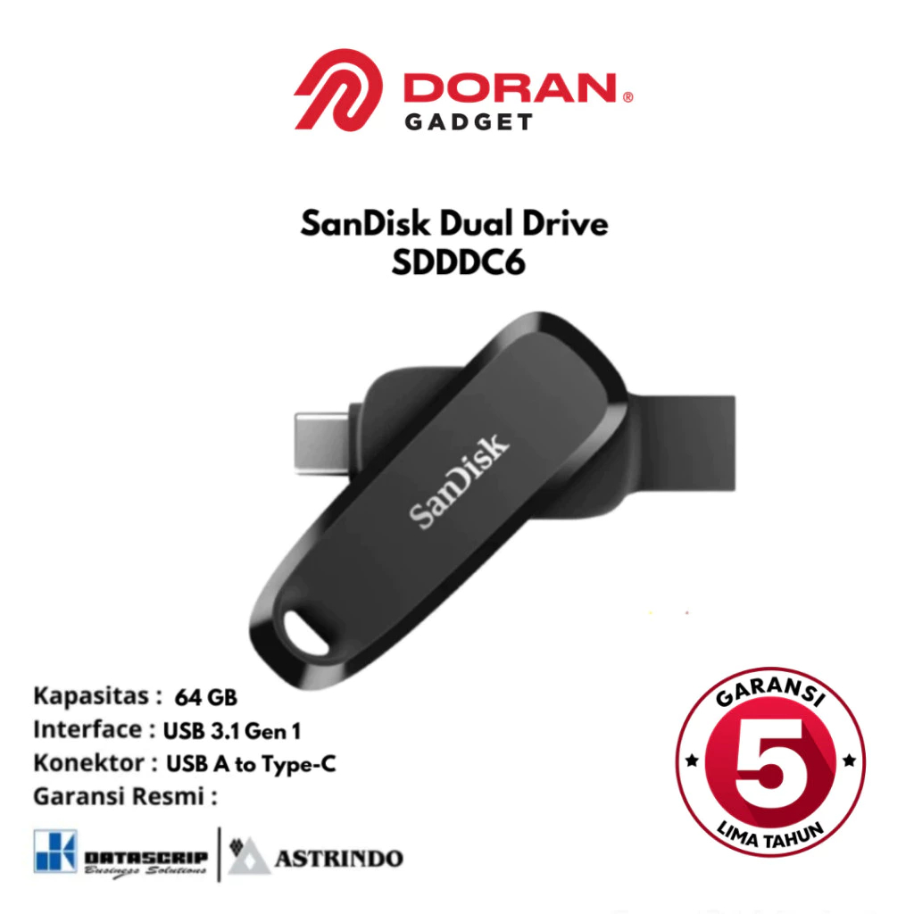 Jual FD Dual Drive SDDDC6 TYPE C 32/64/128/256GB Sandisk - Garansi 5 ...