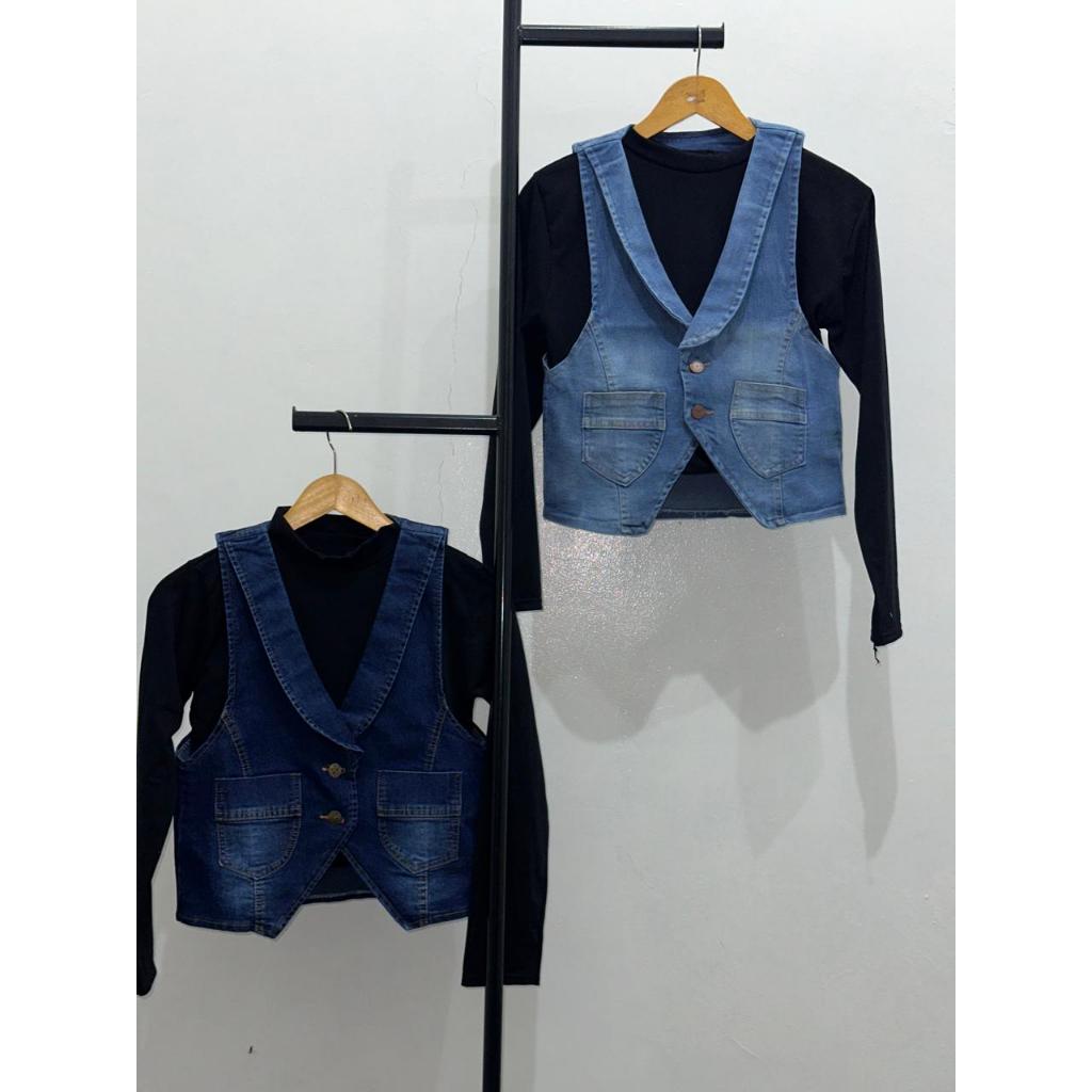 Jual Rompi jeans terlaris kekinian korea style wanita crops tampa ...