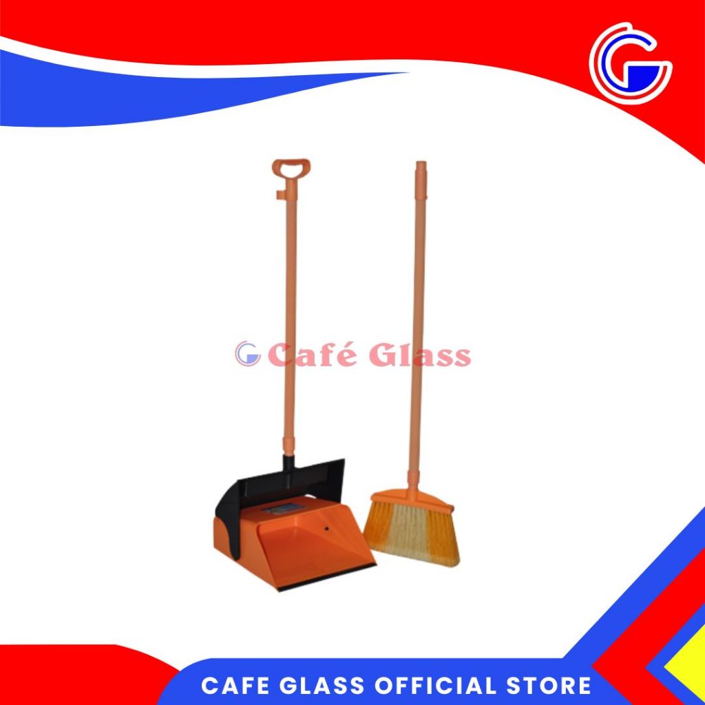 Sapu + Pengki Set Lengkap Dustpan & Handle Broom - Pembersih Lantai Gagang Panjang Dp-16