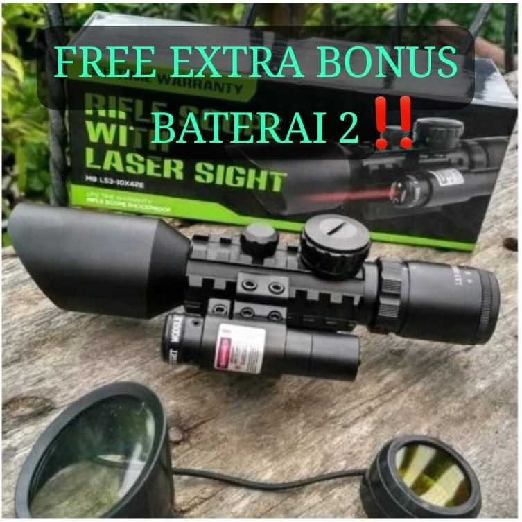 Jual TELESKOP Senapan M9 LS 3-10x42 E with laser. Rifle Scope M9 3 ...