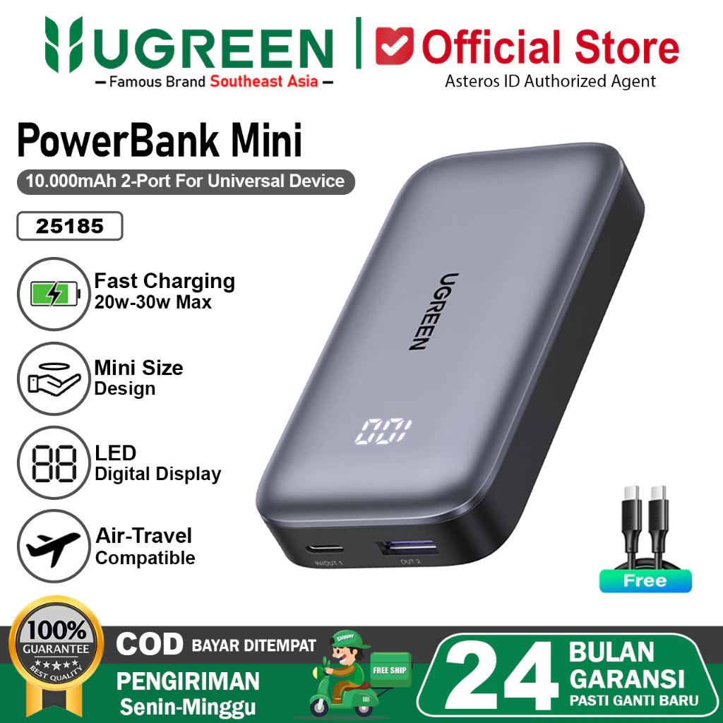 UGREEN Power Bank 10.000mAh Mini Fast Charging PD 30w Support For iPhone 15 16 Series