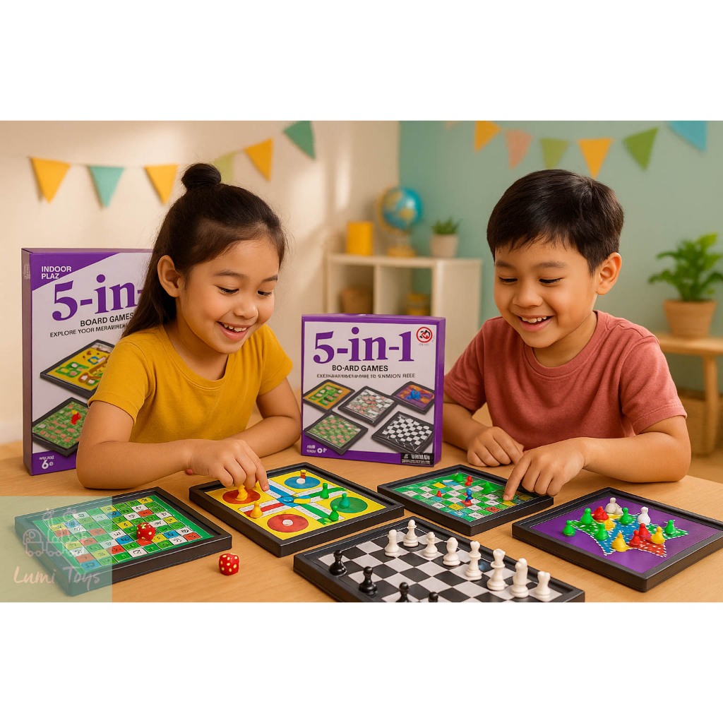 Jual Mainan Board Game Ular Tangga Magnet 5 in 1 Catur Ludo Halma Catur ...
