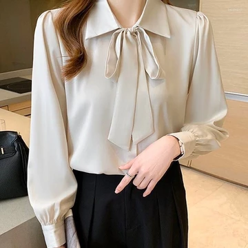 Blouse Korea Wanita Yoona Lengan Panjang Atasan Wanita Kerja Kantor Premium M L Xl Xxl Xxxl