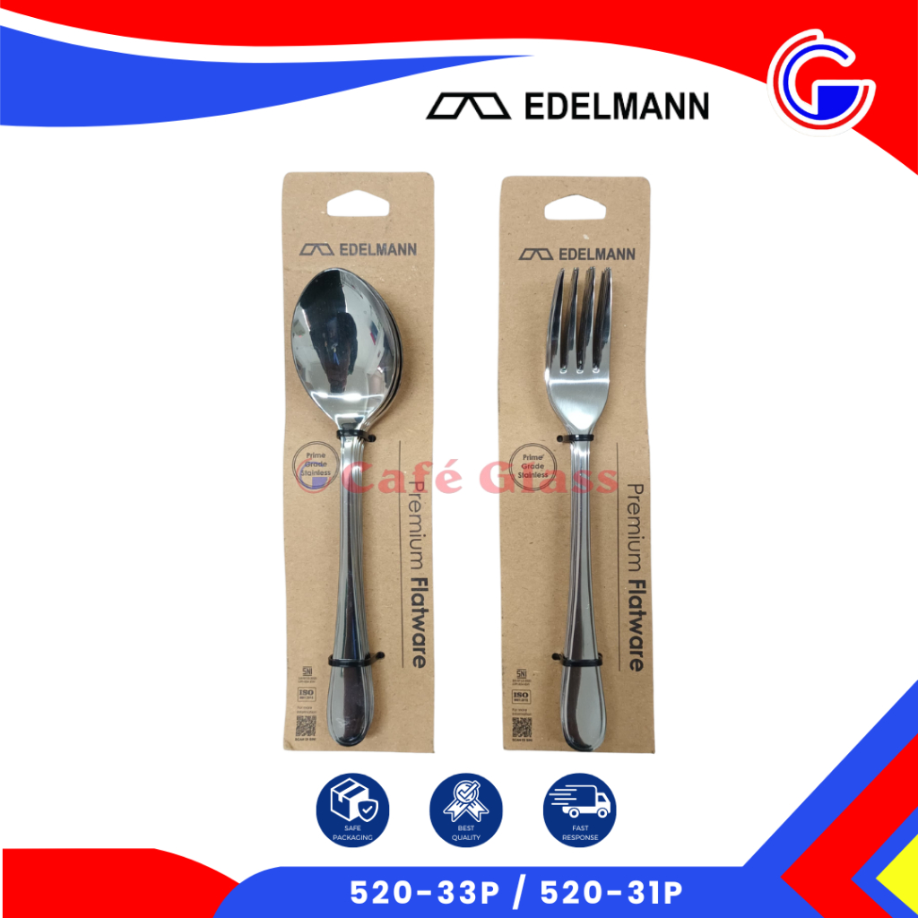 Sendok Garpu Merk Edelmann - Sendok/Garpu Makan Stainless Premium - Dinner Spoon/Fork Anti Karat