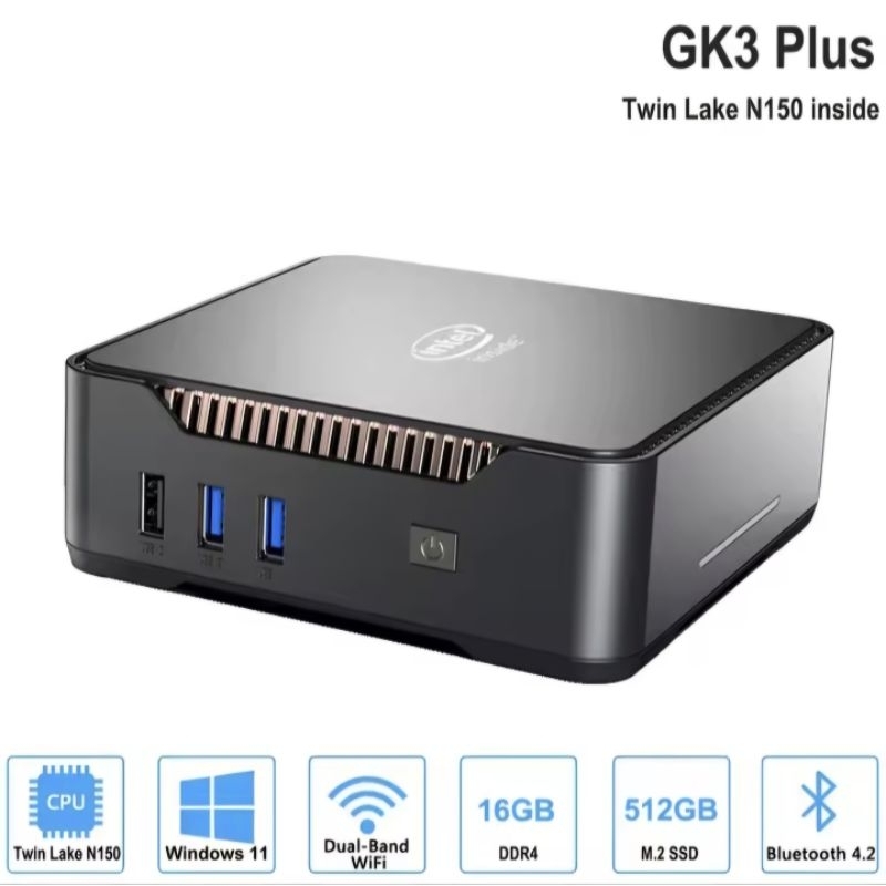 Mini PC Office 2025 GK3 Pro Plus N150 Gen13 16/512GB SSD WiFi Triple Display HDMI VGA Windows 11 Pro