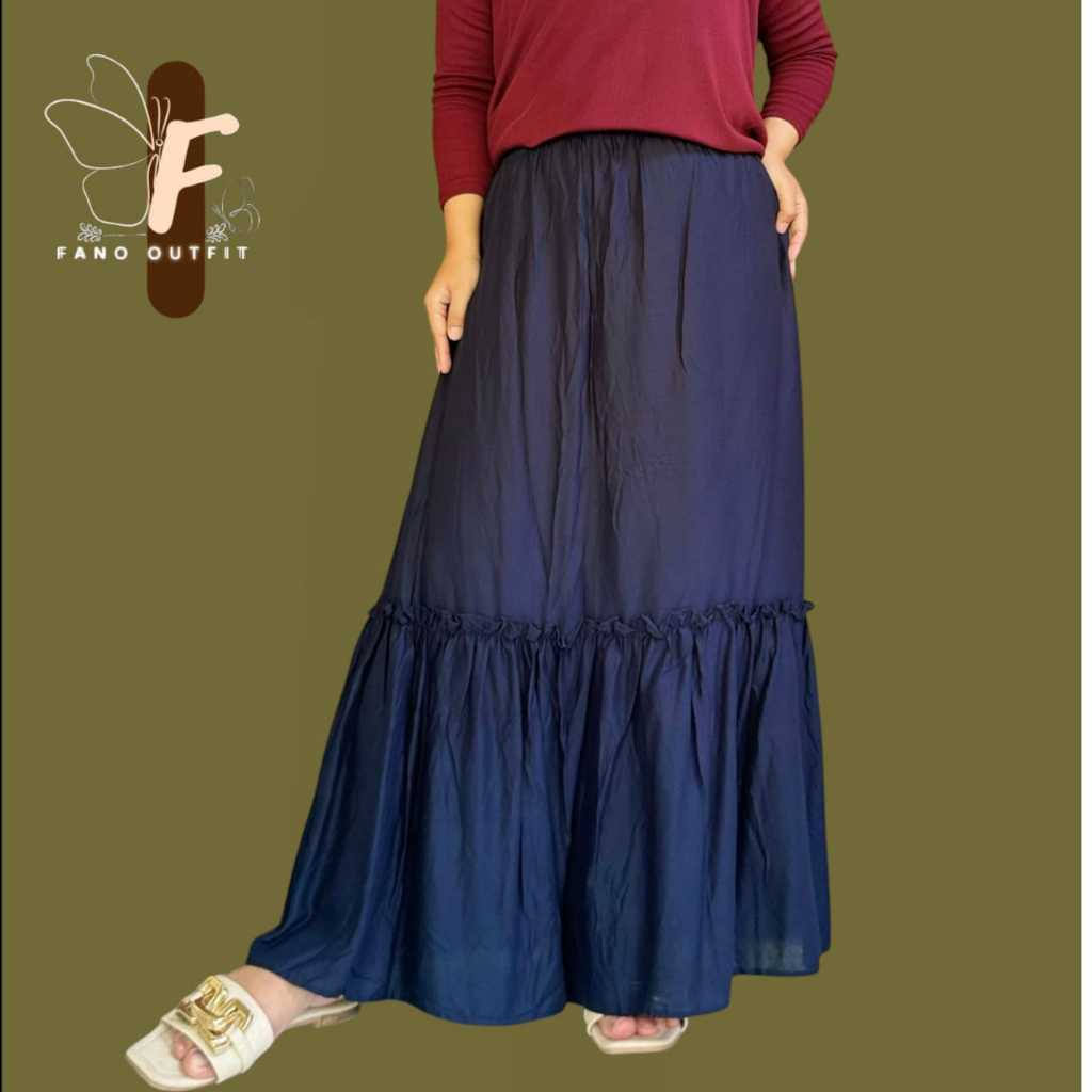 Jual ROK RAYON POLOS PREMIUM | Rok Wanita Skirt Ruffle Anti Nerawang ...