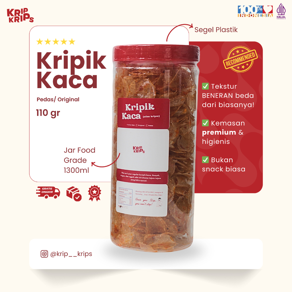 Jual Keripik Kaca/ Kripca Premium 110 Gram Kemasan Toples - Krip Krips ...