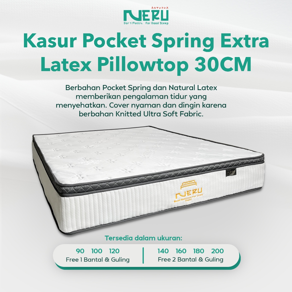 Jual Neru Orthopedic Pocket Spring Extra Latex Pillowtop 30 Cm | Shopee ...