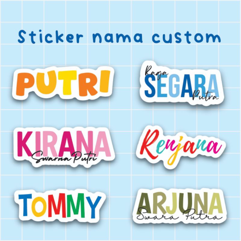 Jual Sticker Label Nama Custom Name Stiker Warna Warni Untuk Stationary ...