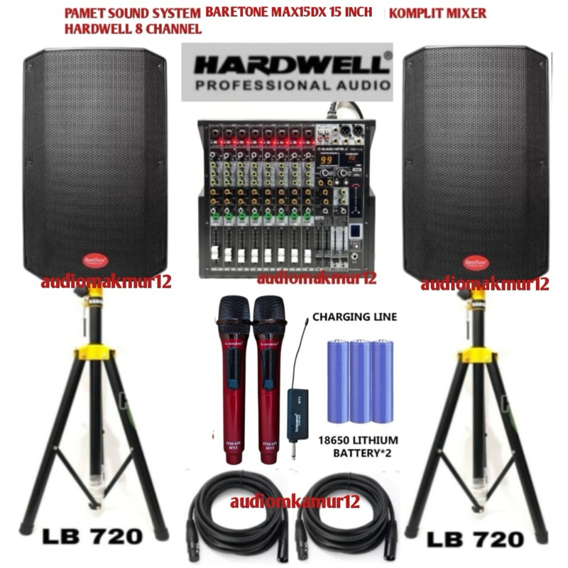 Jual PAKET SOUND SYSTEM BARETONE MAX15DX 15 INCH KOMPLIT MIXER HARDWELL ...