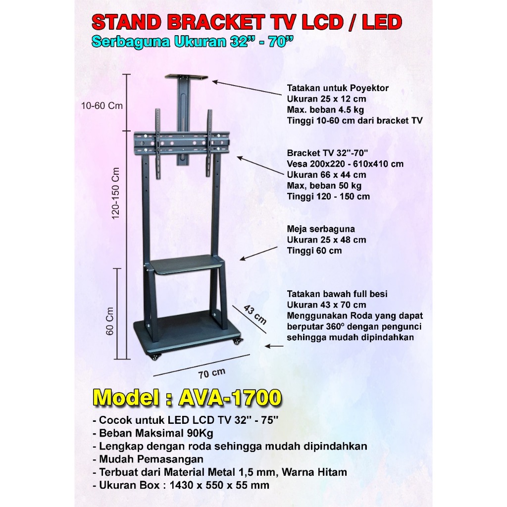 Jual STAND BRACKET TV LEC / LED AVA 1700 UKURAN 32