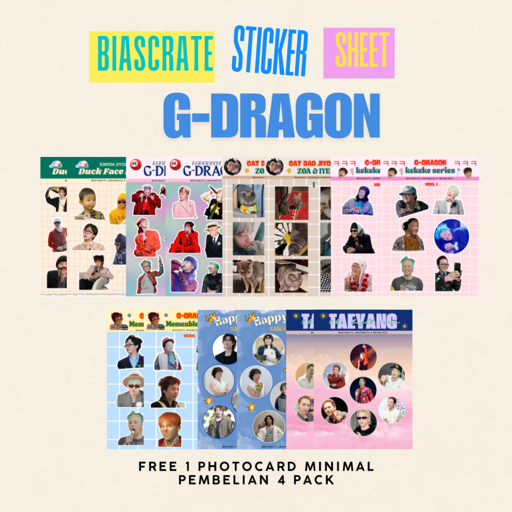Jual Biascrate Sticker Bigbang Gdragon Daesung Taeyang PART 1 / sticker ...