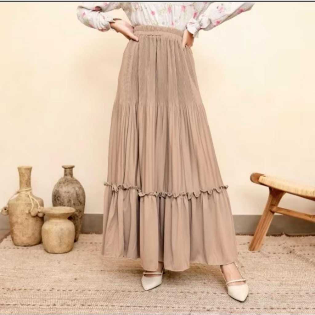 Jual Rok Plisket Susun Clara Bahan Premium Rok Mayung Rok Wanita Ruffle ...