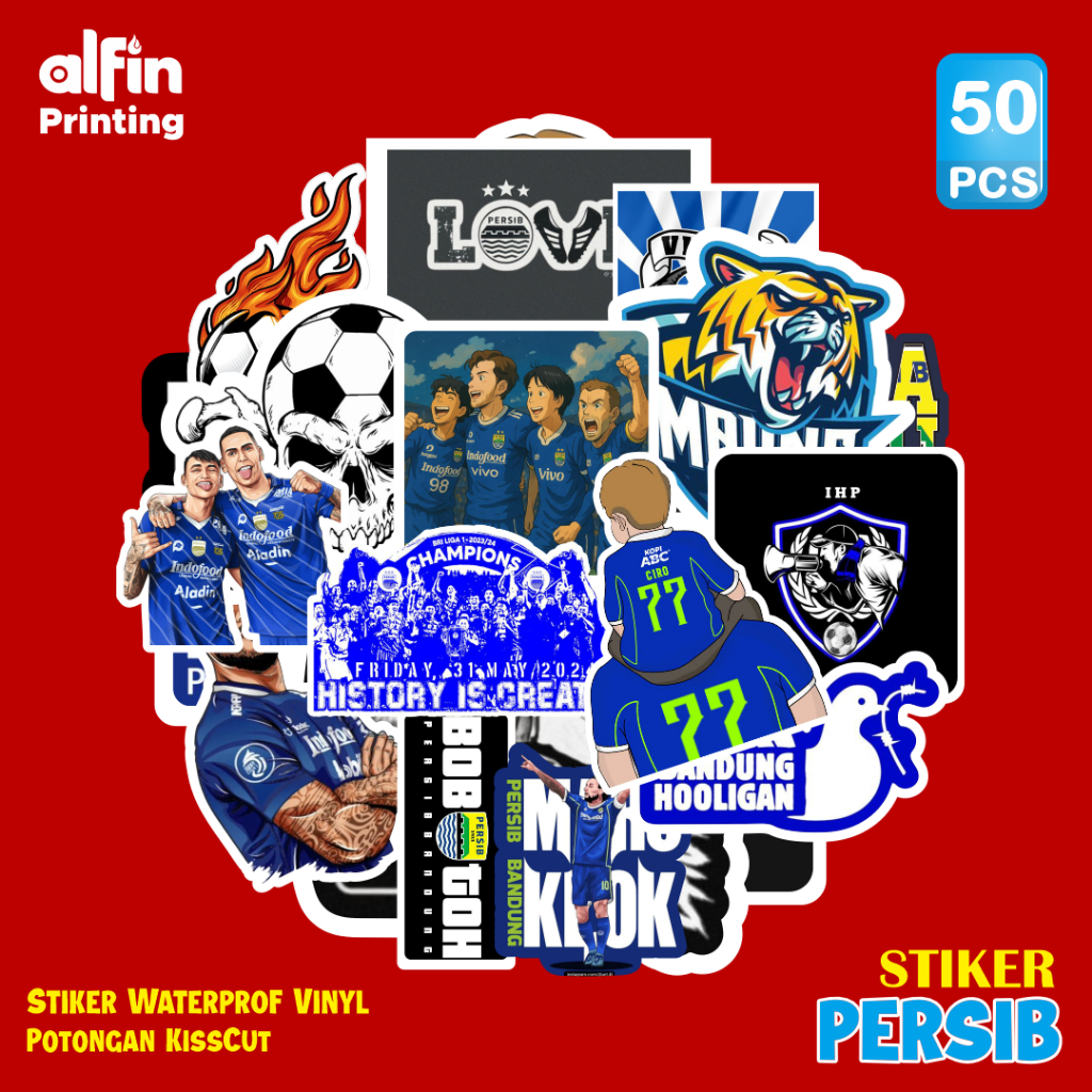 Jual Sticker pack- Stiker Persib Custom-Vinyl Laminasi Waterproof/Tahan ...