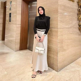 Satin Long Skirt Rok Satin Panjang S Sampai 3XL