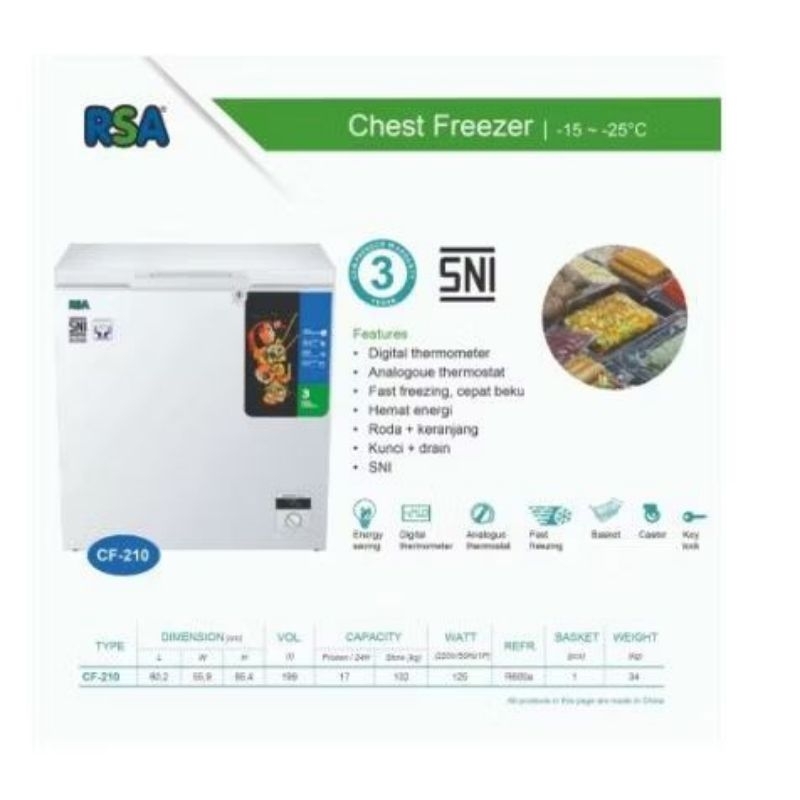 Jual Chest Freezer RSA CF-1200, CF-750H, CF-600H, CF-460, CF-310Q, CF ...