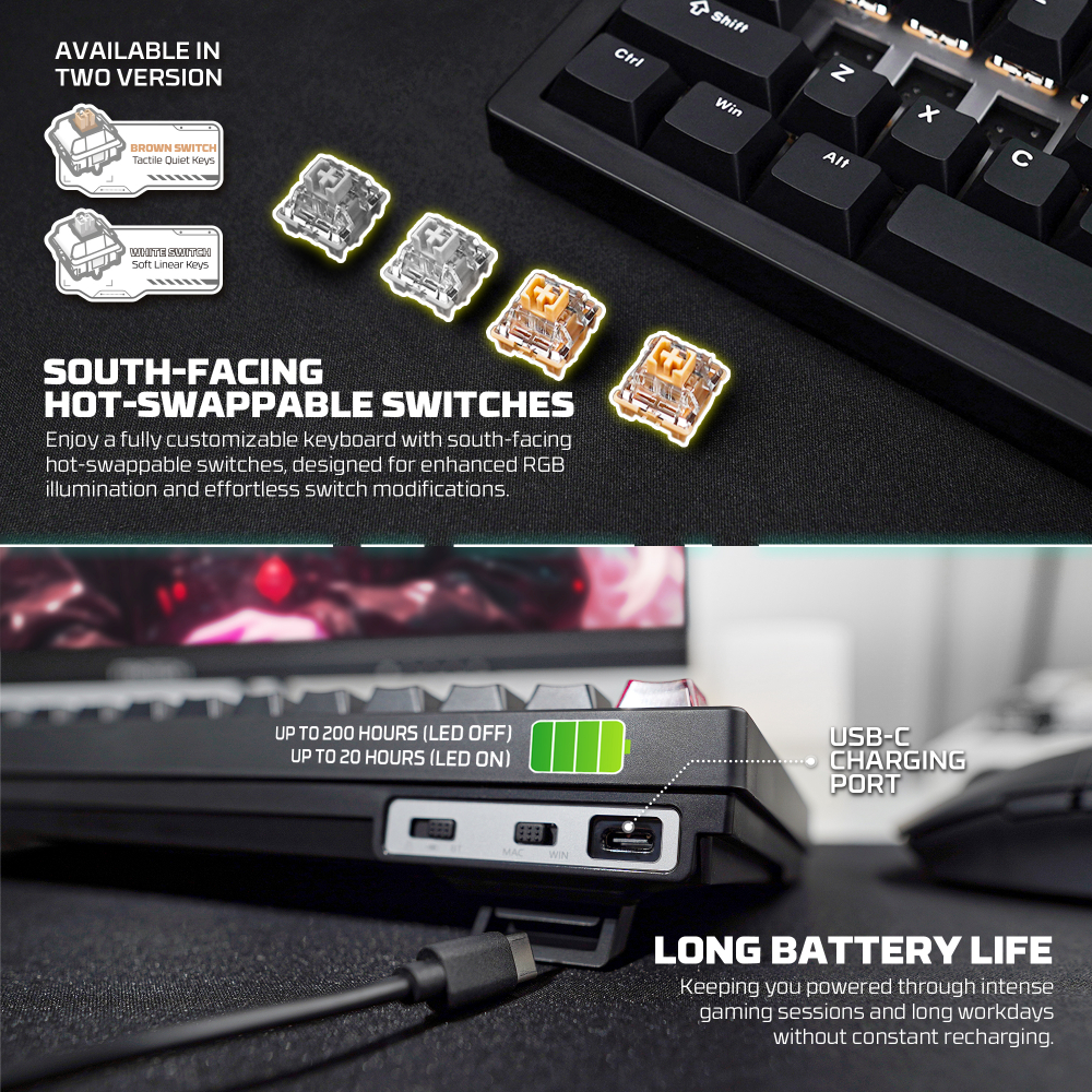 Jual Fantech Maxfit6 / Maxfit-6 / MK920 / MK-920 Wireless 3in1 QMK/VIA ...