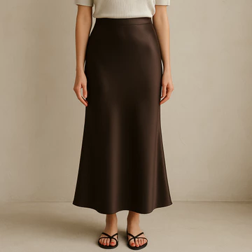 Rok Satin Silk Premium High Waist Panjang 95cm Elegan Bahan Adem Jatuh Look Slim CAROSEL