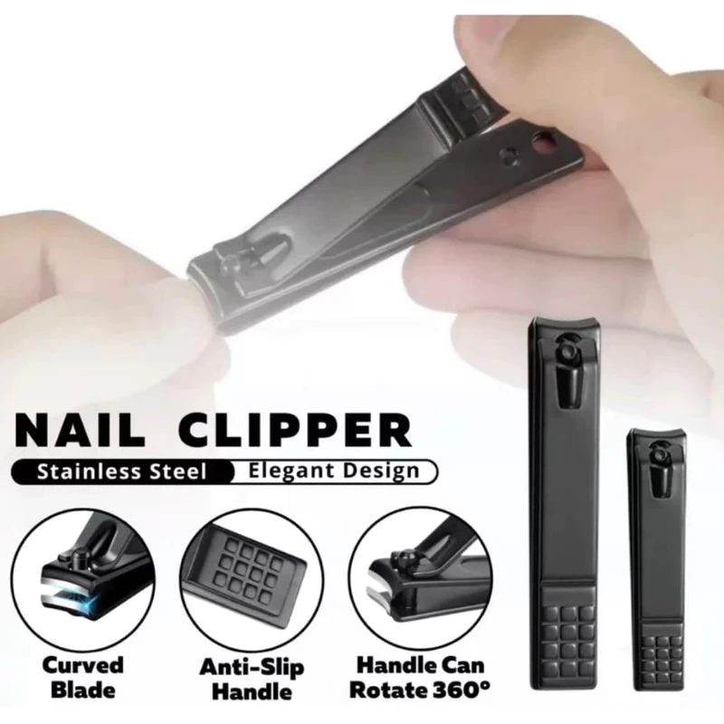 Gunting Kuku Stainless Hitam Anti Slip Alat Manicure Pedicure Pemotong Kuku Kaki dan Tangan | AutoStock