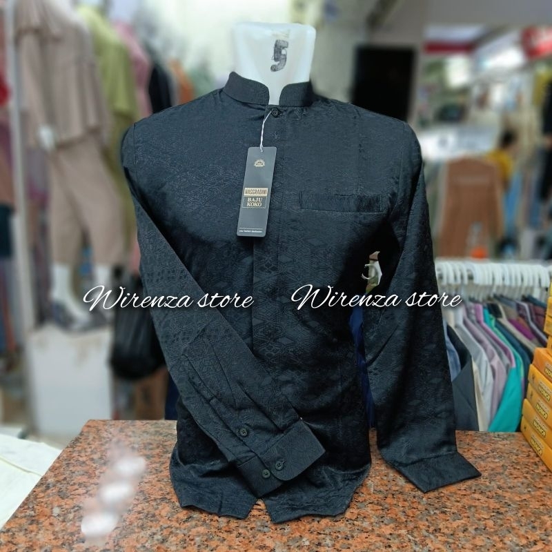 Jual Baju Koko pria lengan panjang manset khusus hitam | Shopee Indonesia