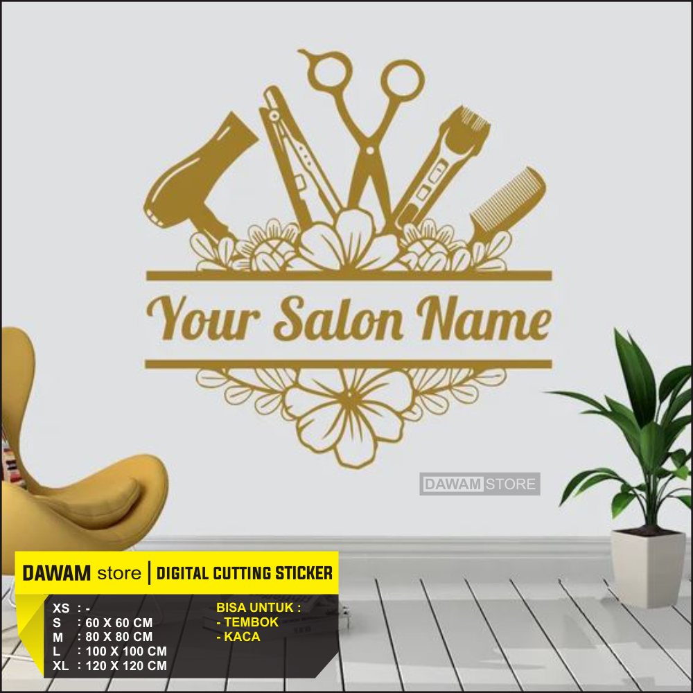 Jual Cutting Sticker Salon Wall Stiker Dinding Kaca Hair and Beauty ...