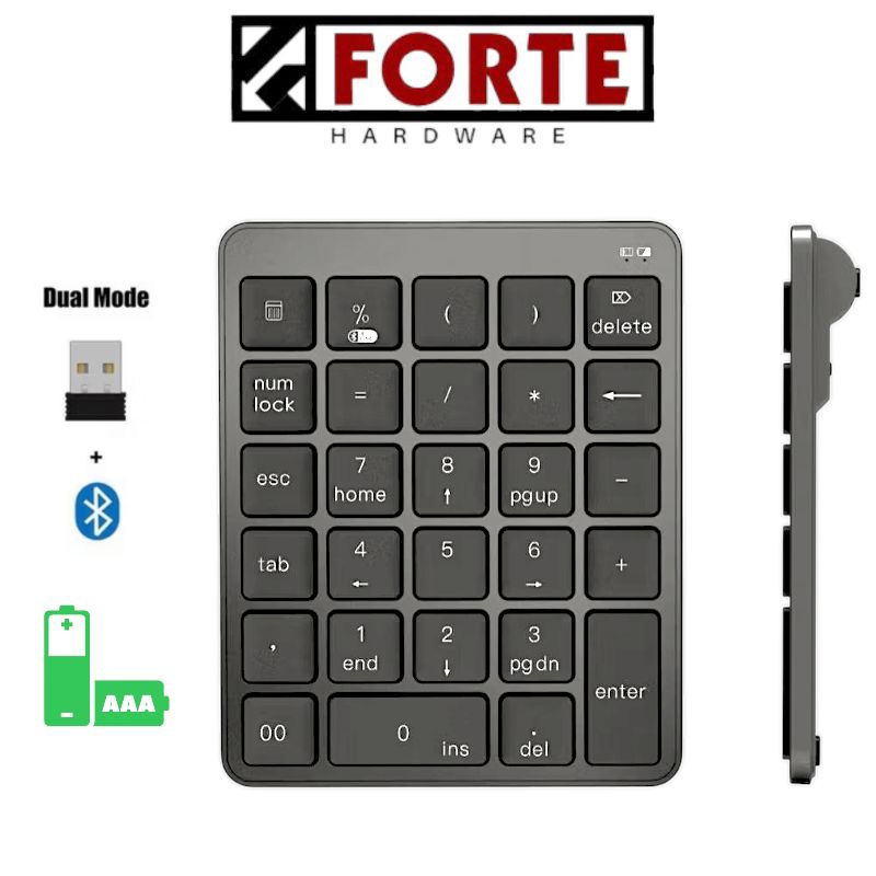 Jual FORTE N-980 Wireless Numeric Keyboard Dual Mode Slim Silent ...