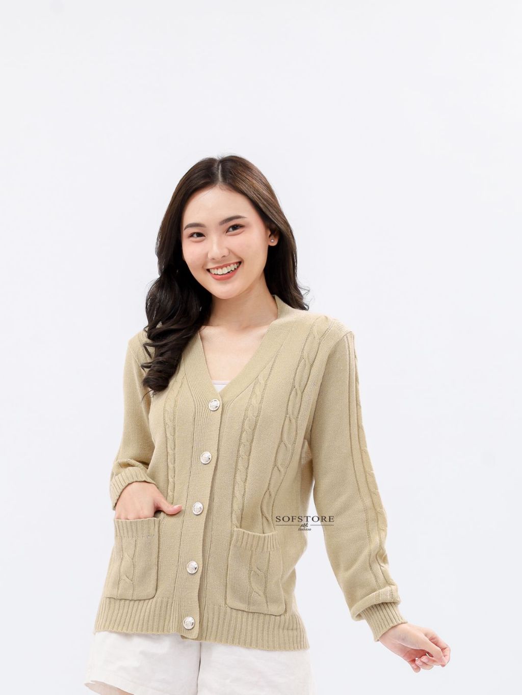 Jual IRA Cable Cardigan Knitwear Wanita Premium Tebal Cardi Rajut Saku ...