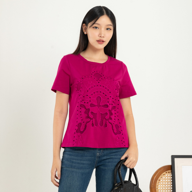 Jual *Ready Stok* SISTER'S - Atasan Bordir Kerancang Kombi Kaos C1528 ...