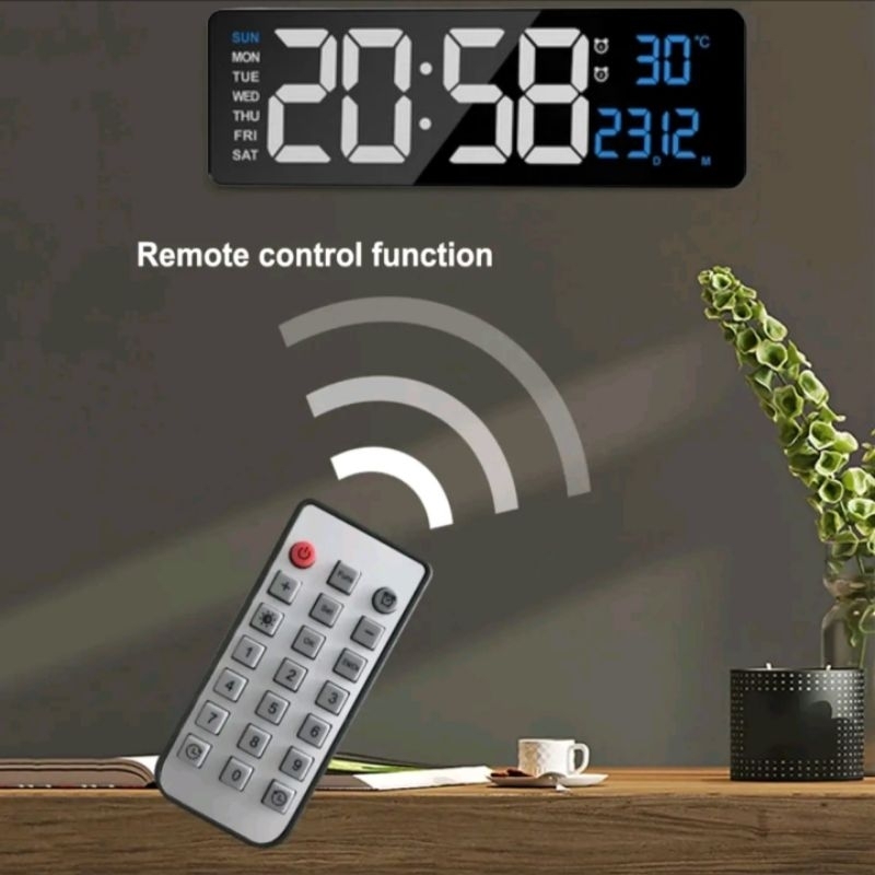 Jual Jam Dinding LED Digital Besar Modern Remote Control Gantung Kantor ...