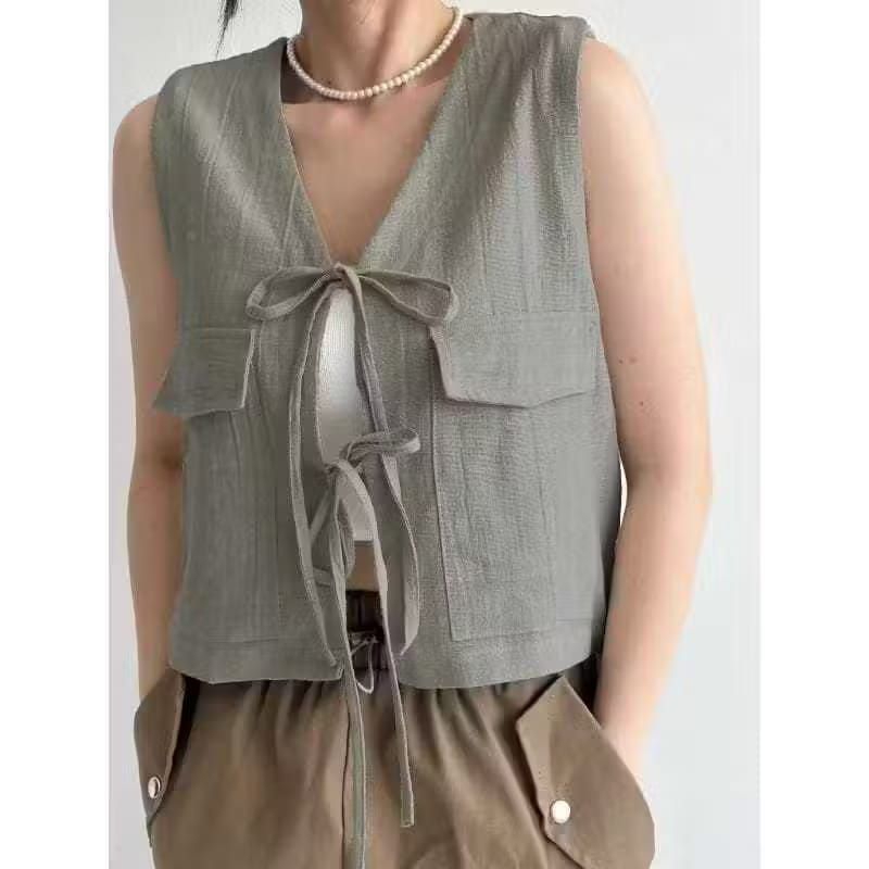 Jual Rene Vest Tali Outer Wanita Korean Style Rompi Wanita Polos ...