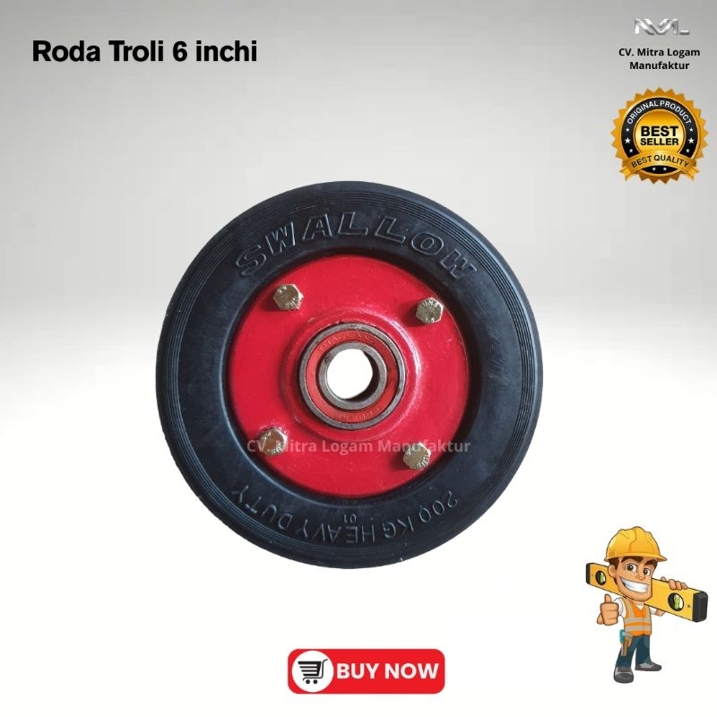 Jual RODA TROLI 6 INCHI | RODA TROLLEY 6