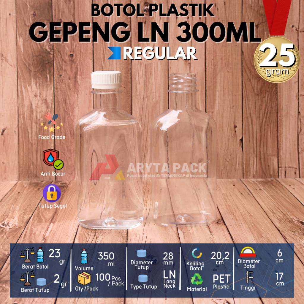 Jual Botol plastik PET 300ml gepeng minuman jus susu kopi tutup LN ...