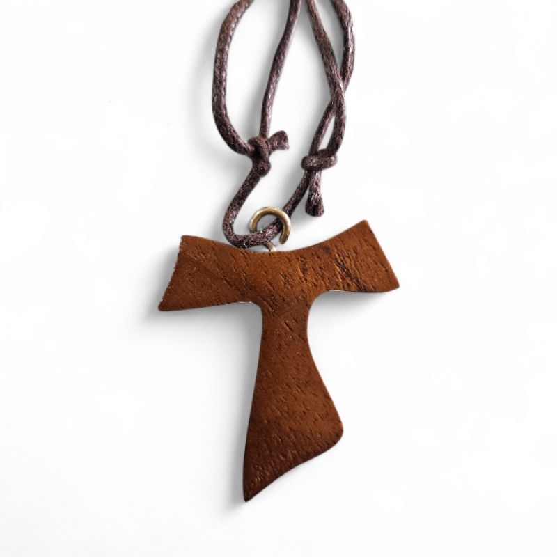 Kalung Salib Tao Kayu Polos 4 cm 3