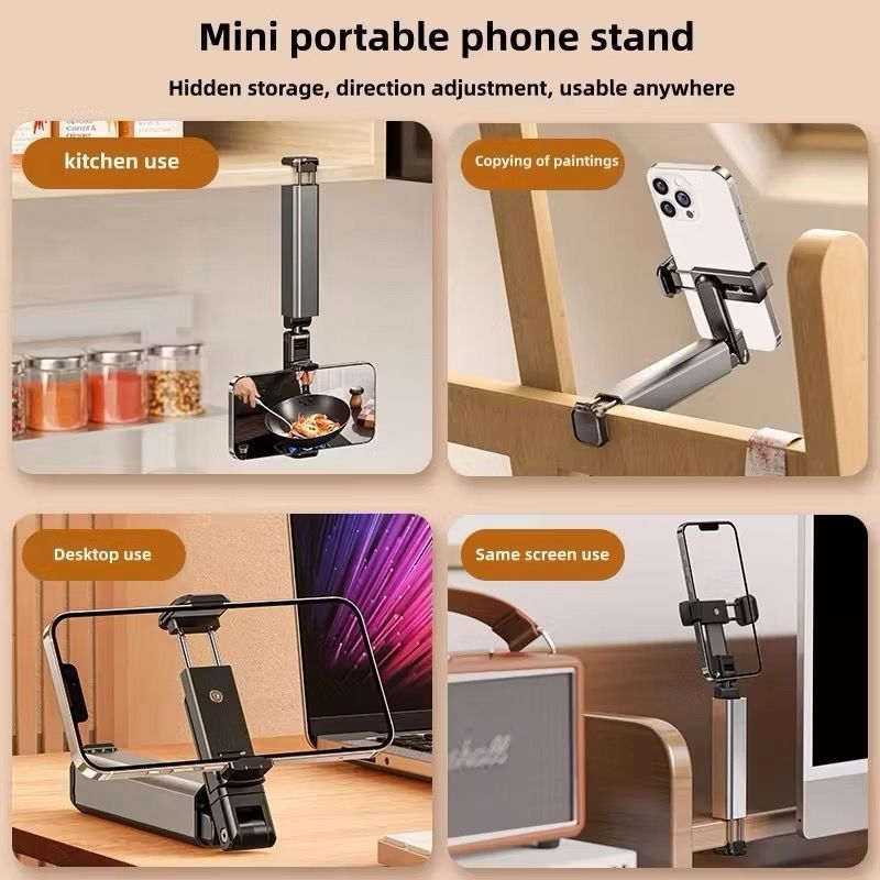 ￼ Desktop Phone Holder aluminium S621 Stand Portable Travel Foldable Phone  Stand Holder Stand Handphone Portabel Bisa Dilipat mini size travel