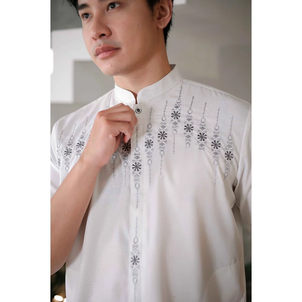 Kemeja koko couple ayah dan anak bahan katun madinah warna putih