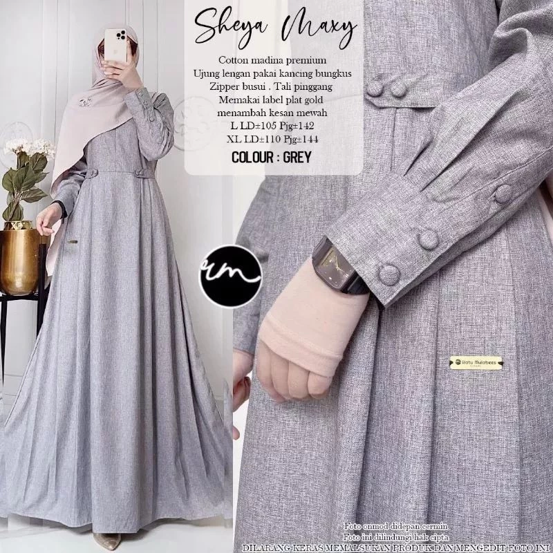 Detail lengan dan aksen gold Sheya Maxy
