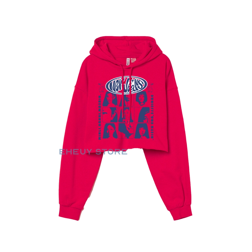 Jual Hoodie Crop New Jeans Broken White Crewneck Oversize Wanita