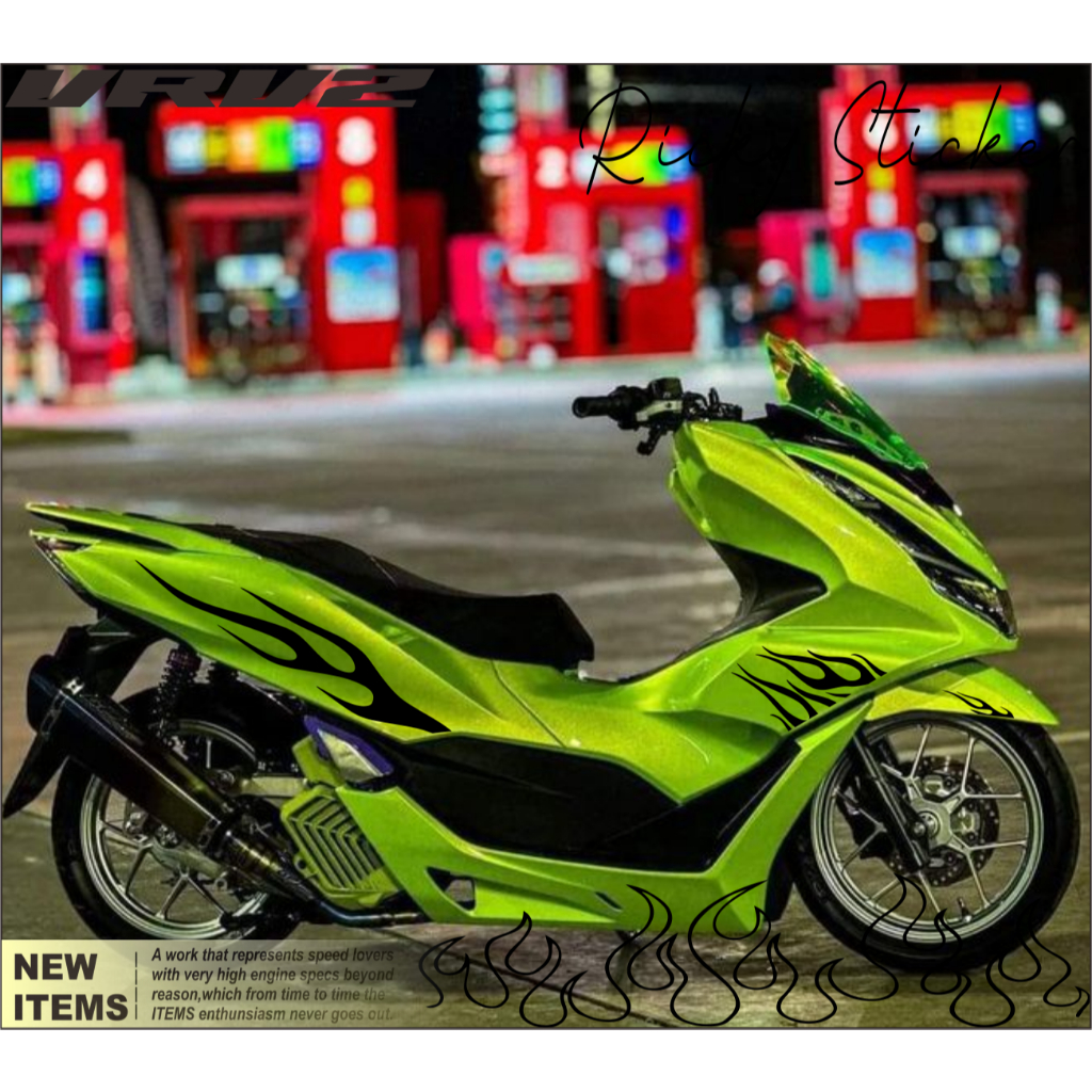Jual PCX V2 CUTTING STICKER VARIAN API SIMPLE VARIASI PCX 160 STRIPING ...