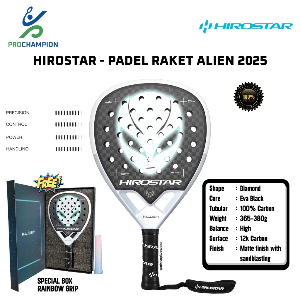 Jual Padel Raket HIROSTAR Alien 2025 Kern Black Eva Special Box ...