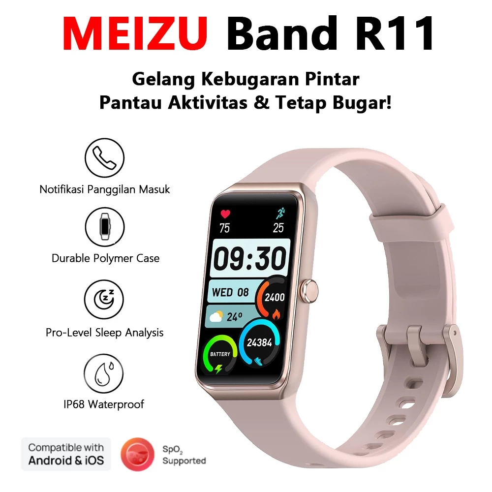 [BEST SELLER] MEIZU Band R11 Smartband 1.47 inch HD | IP68 Waterproof | Notifikasi Panggilan Masuk | Sleek Aluminum Alloy Case | Pro-Level Sleep Analysis - foto 1
