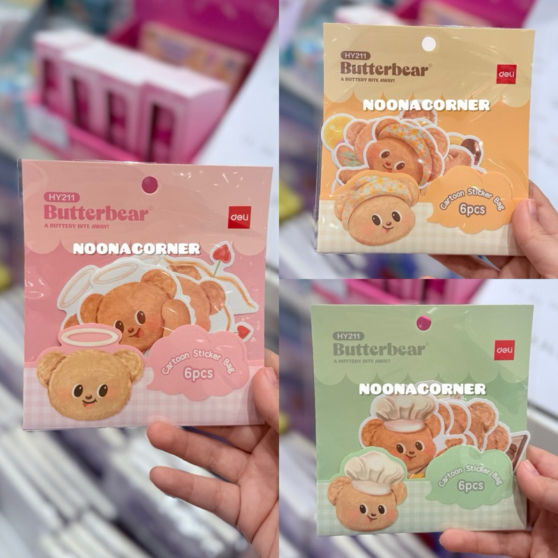 Jual Miniso x Deli ‼️ Cartoon Sticker Bag Butterbear Collections (Green ...