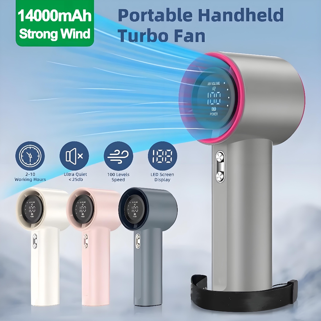 Jual Portable Handguard Turbo Fan 14000mAh Strong Wind Mini kipas ...